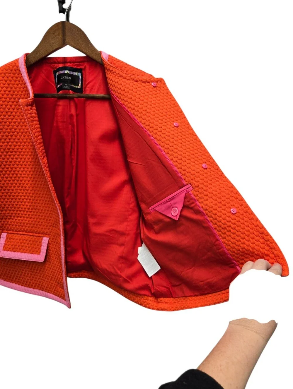 J. Crew Collarless Blazer in Matelassé